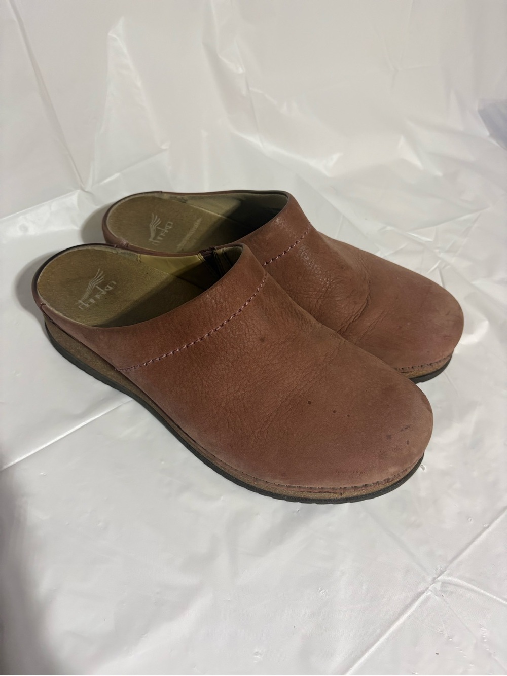 Dansko Leather Slip-On Clog in mauve/brown
